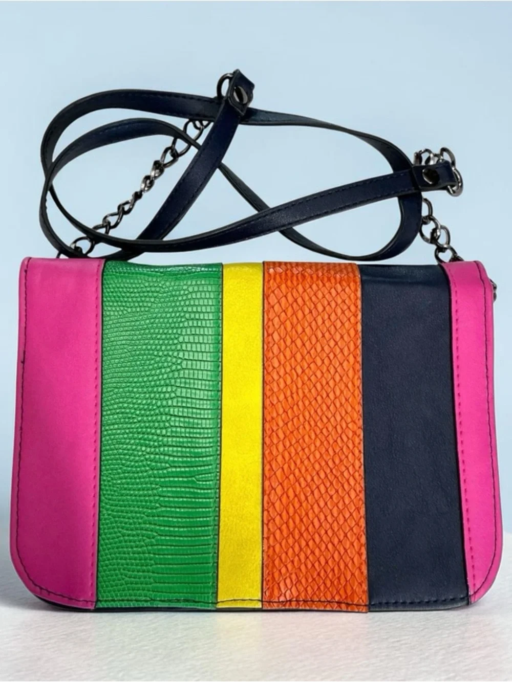 Circus by Sam Edelman Multicolor Crocodile Embossed Striped Crossbody Bag